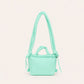 sac crossbody tendance à bandoulières ajustables et nouables en tissu doudoune  bleu vert menthe 